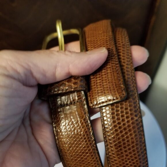 Brighton Lizard Leather Brown Belt, Size 34, Unisex, Reptile, Dress Belt - Picture 5 of 13